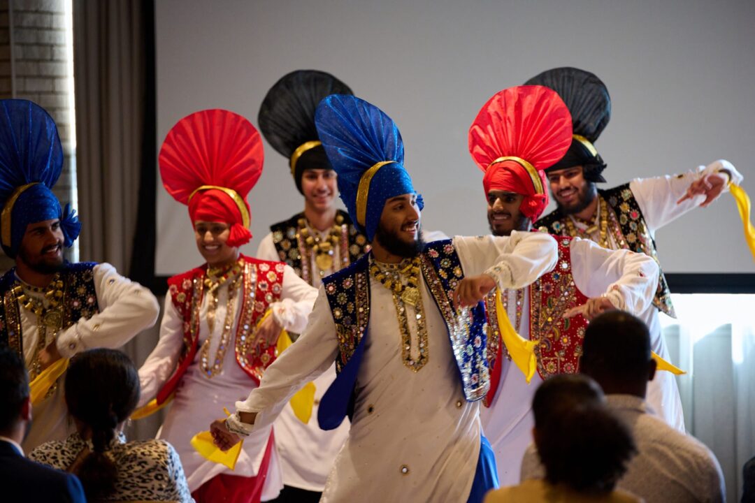 Bhangra dancers at a Canadian citizenship ceremony.